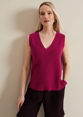 Phase Eight Marianna V Neck Knitwear Purple Canada | GQHSBJ-481